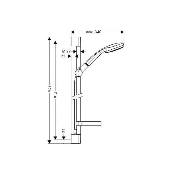 Dušas stenda komplekti HANSGROHE Croma 100 Vario / Unica'C 90 cm, ar ziepju trauku, 27771000