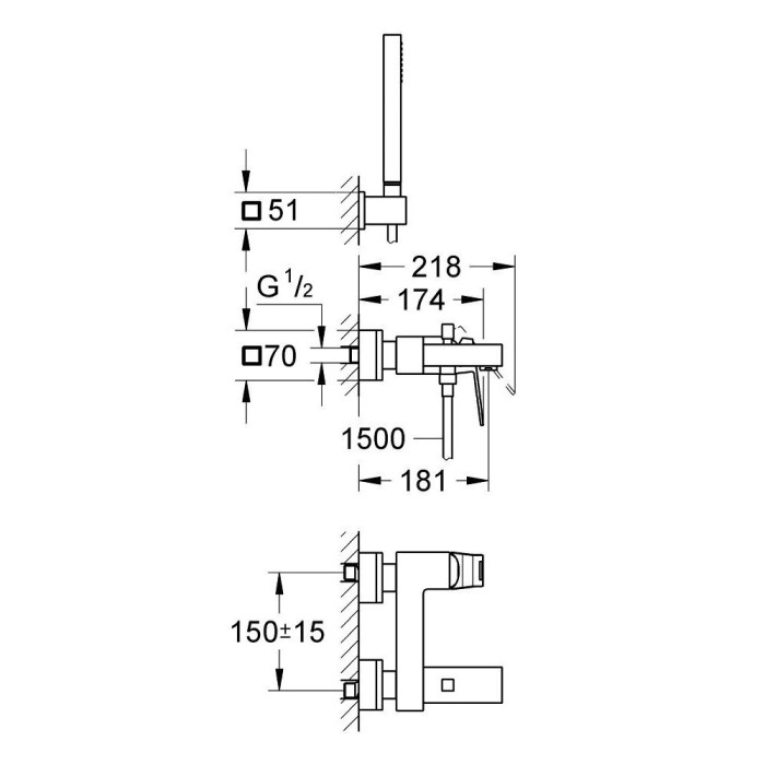 Bathroom - shower mixer set GROHE Eurocube, 23141000