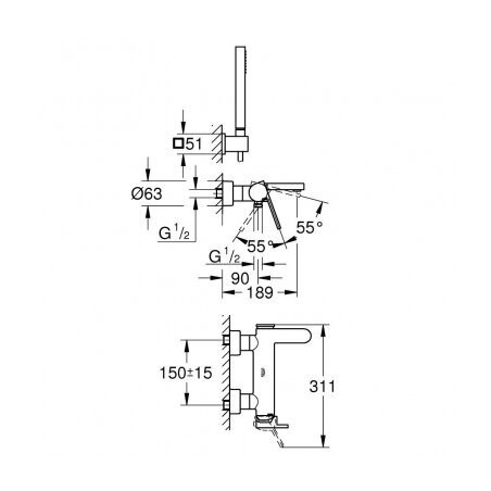 Vannas - dušas maisītāja komplekts GROHE Plus, 33547003