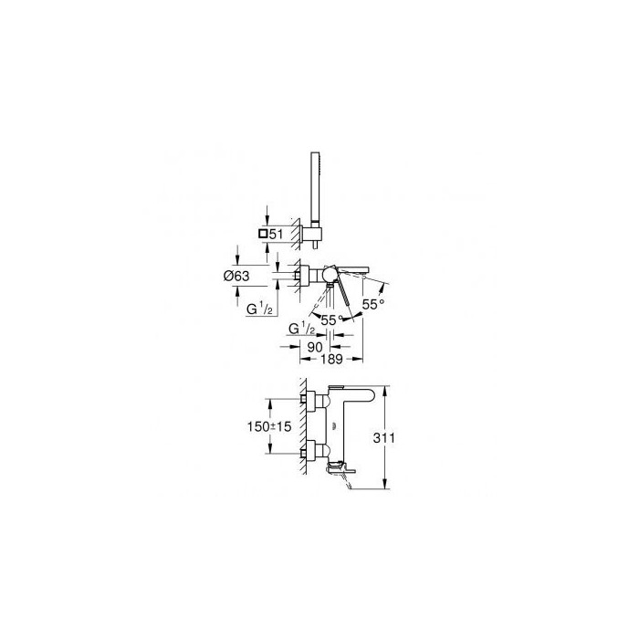 Vannas - dušas maisītāja komplekts GROHE Plus, 33547003