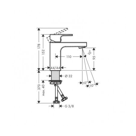 Смеситель для раковины HANSGROHE Vernis Shape 100, хром, 71569000