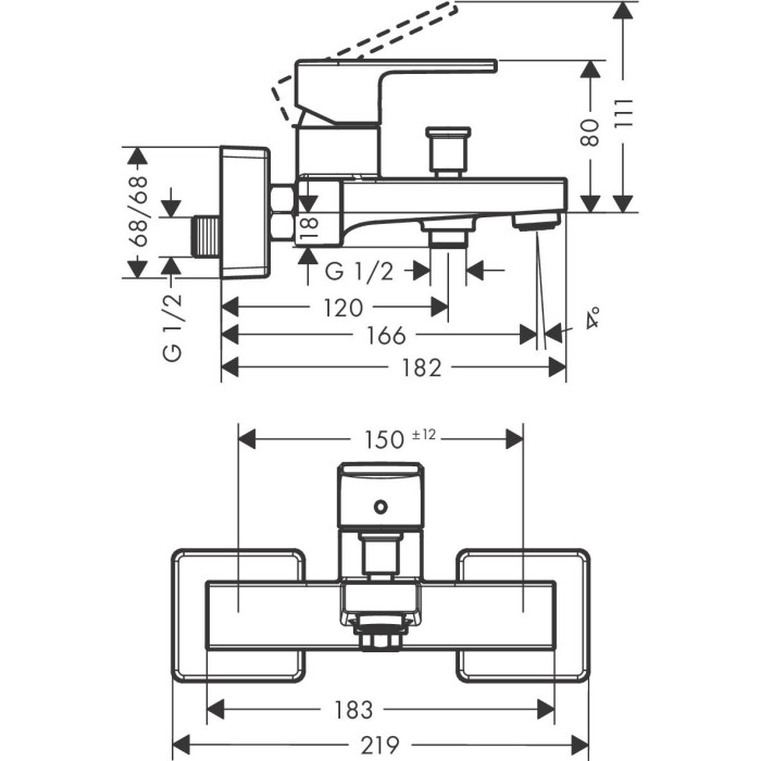 Vannas jaucējkrāns HANSGROHE Vernis Shape, hroms, 71450000