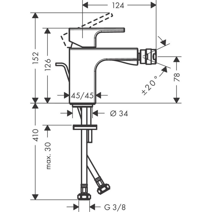 Bidet mixer HANSGROHE Vernis Shape, 71211000