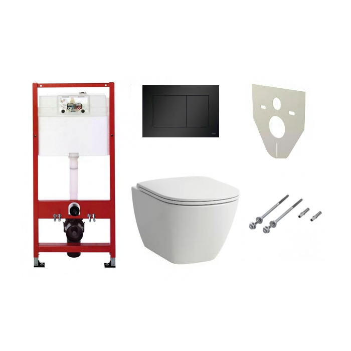 TECEprofil Base (4 in 1) concealed universal toilet frame set + LAUFEN Lua Rimless wall-hung toilet with slim S