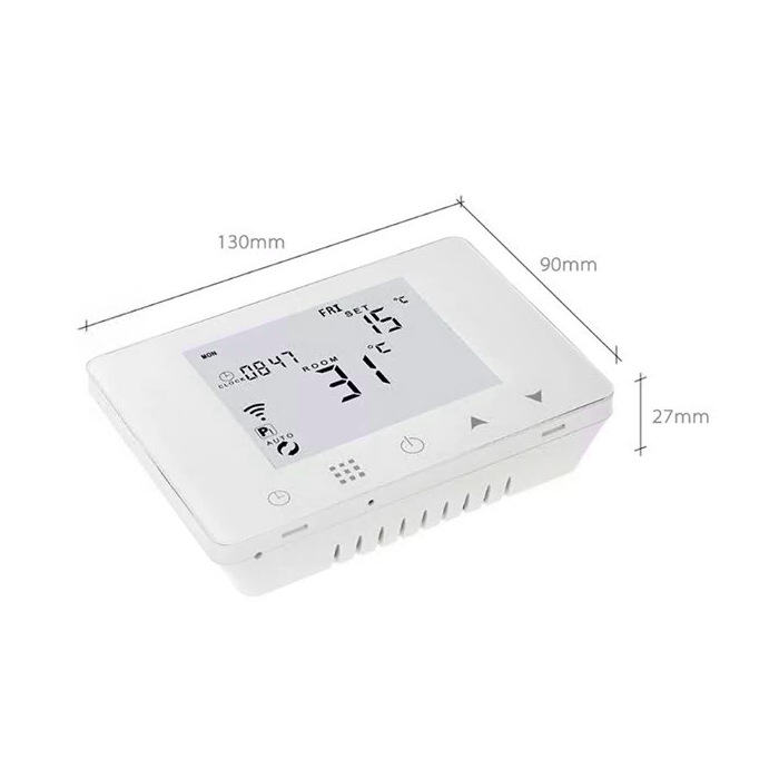 Wi-Fi wireless underfloor heating control kits with a surface-mounted black room thermostat