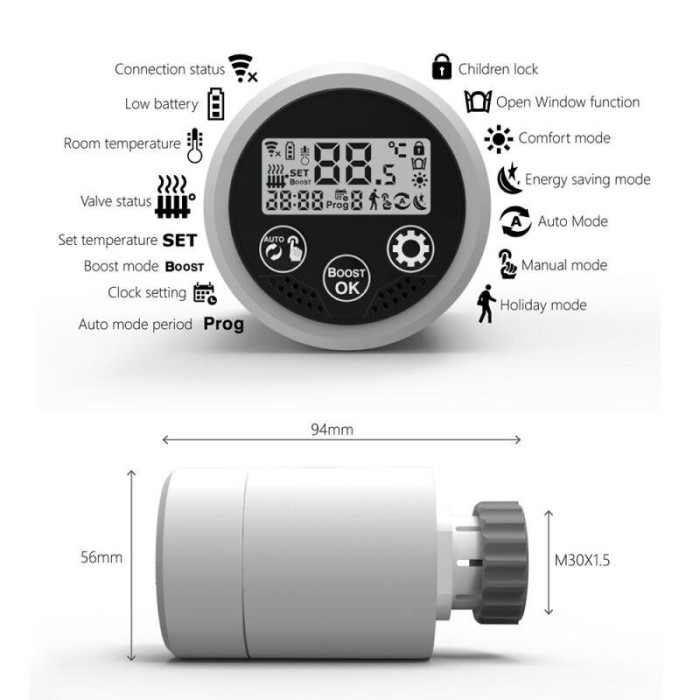 Elektroniskie radiatoru termostati MEPA 763 Wi-Fi, balta