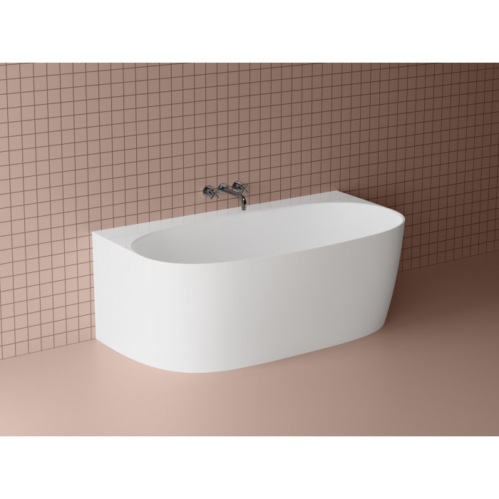 Stone mass bath pressed against the wall MEPA Aura 1578 x 860 mm