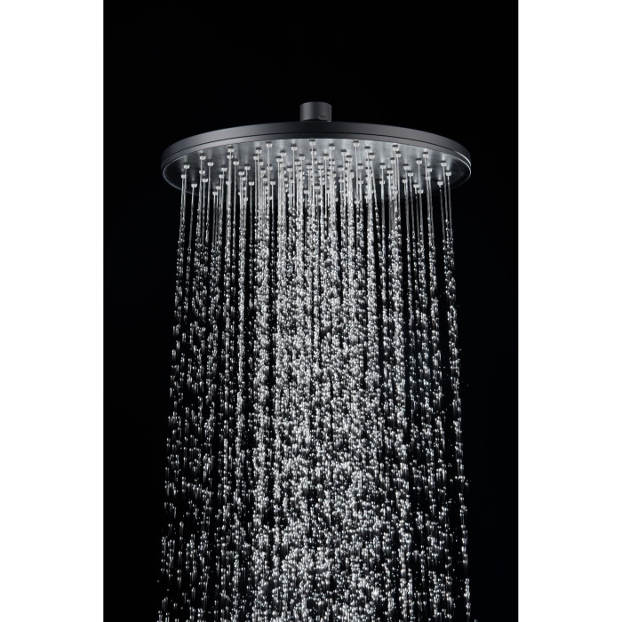 Thermostatic shower system EU 228 mm, 3jet, matte black