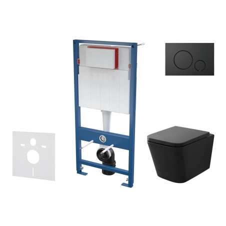 Potinkamais universālais tualeta (WC) rāmja komplekts EU (4 in 1) + piekārtais tualets EU Square Rimless ar plānu Soft Close vāk