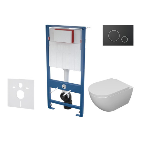 Potinkamais universālais tualeta (WC) rāmju komplekts EU (4 in 1) + piekārts tualets EU Round W2 Rimless ar plānu Soft Close vāk