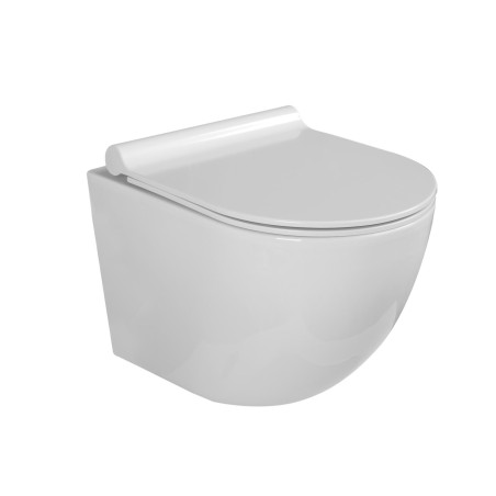 Подвесной унитаз EU Round Compact W7 Rimless с крышкой Soft close