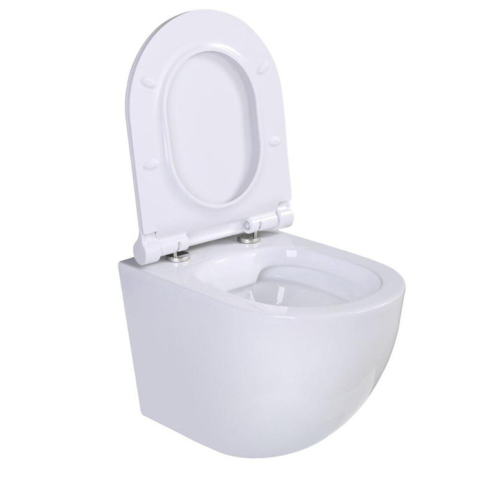 Pakabināms tualetes pods EU Round Compact W7 Rimless ar Soft close vāku