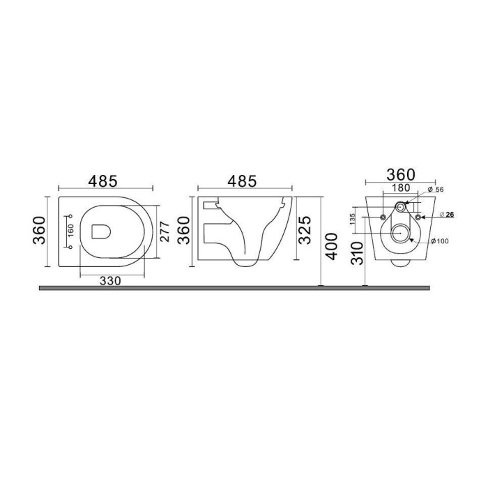 Подвесной унитаз EU Round Compact W7 Rimless с крышкой Soft close