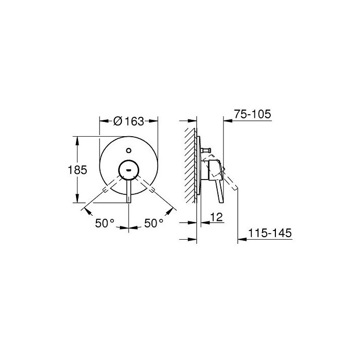 GROHE Concetto built-in bath-shower mixer 2 outlets, chrome, 19346001