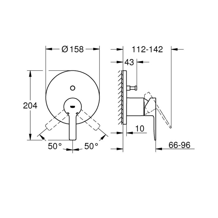GROHE Lineare built-in bath-shower mixer, 2 outlets, chrome, 24064001
