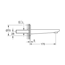 Snapas vannai GROHE Lineare 170 mm, 13383001