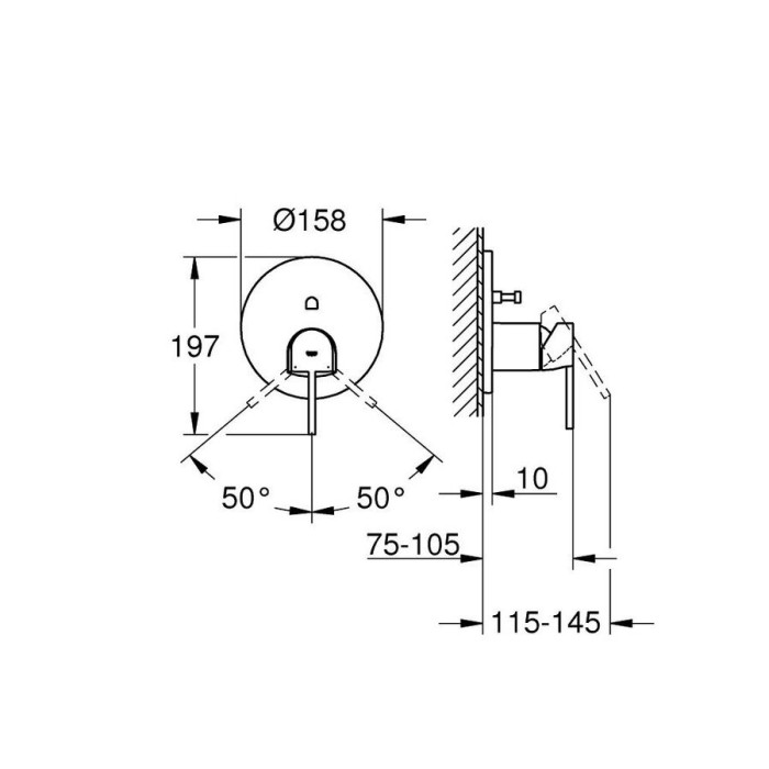 Potinkinis vannas-dušas maisītājs GROHE Plus 2 izejas, hroms, 24063003