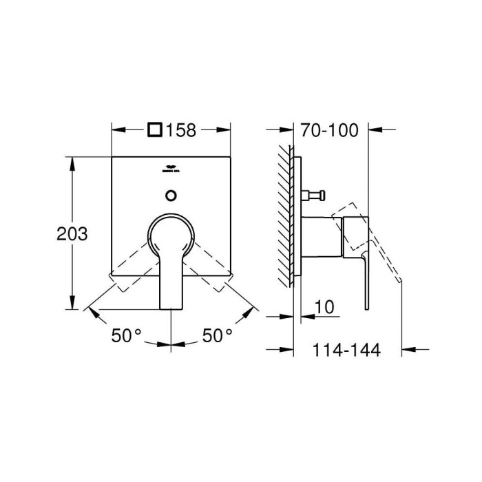 Встраиваемый смеситель для ванны-душа GROHE Allure 2 выхода, хром, 19315001
