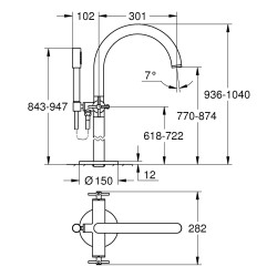 GROHE Atrio floor-mounted bath mixer, 25272000