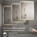 Mirror with LED lighting 60 x 80 cm with a brushed gold frame