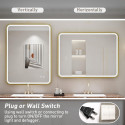 Spogulis ar LED apgaismojumu 60 x 80 cm ar bruņota zelta rāmī.