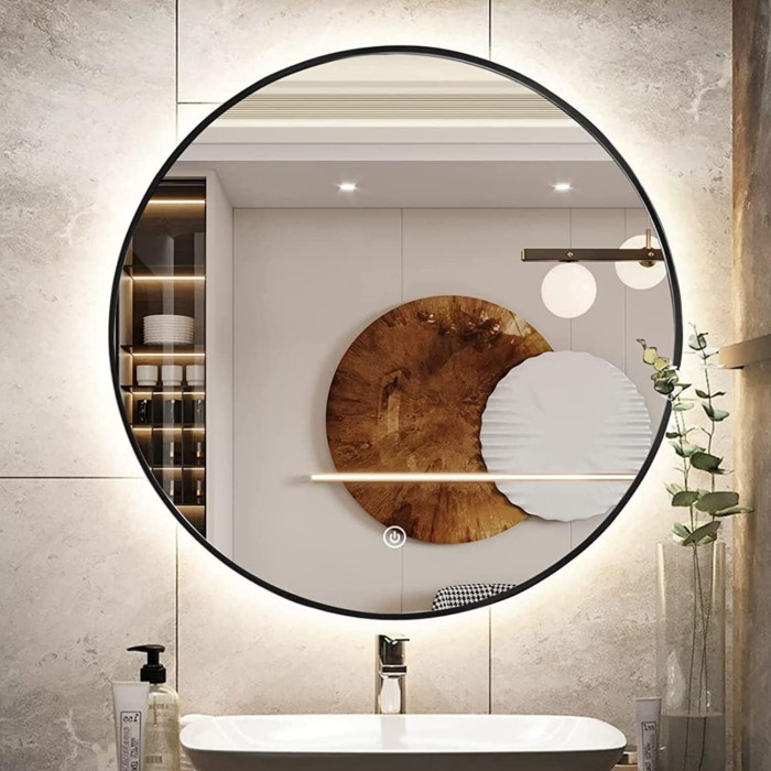 Spogulis ar LED zvaigznēm 60 x 60 cm ar melnu-matētu rāmjiem