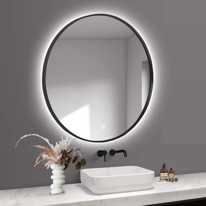 Spogulis ar LED zvaigznēm 60 x 60 cm ar melnu-matētu rāmjiem