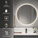 Mirror with LED lighting 60 x 60 cm from brushed gold frames