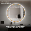 Mirror with LED lighting 60 x 60 cm from brushed gold frames