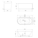 Acrylic freestanding bathtub AQUALINE Tibera R 150 x 75 cm, right-hand side