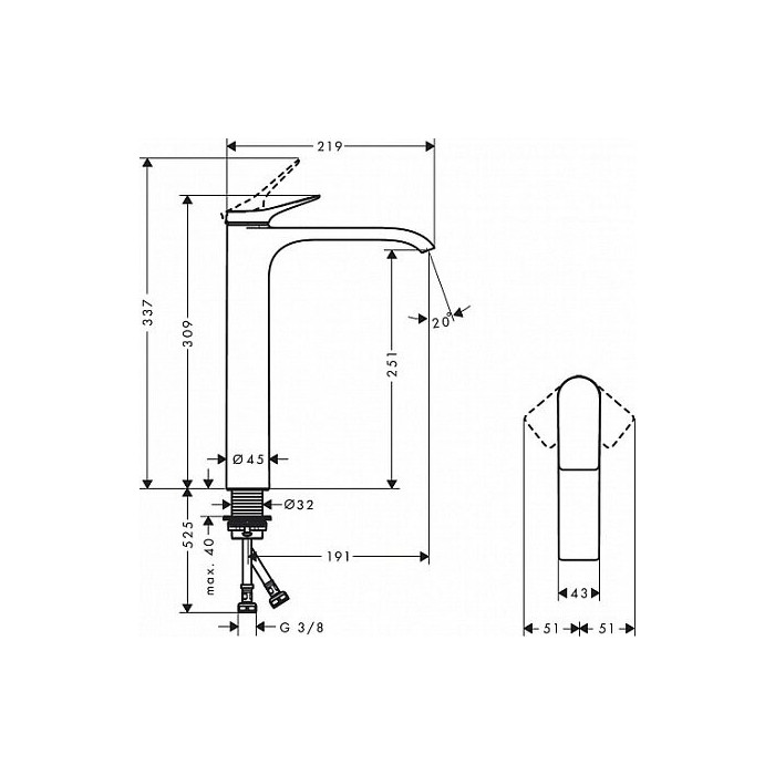 Izlietnes jaucējkrāns HANSGROHE Vivenis 250, melns-matēts, 75042670