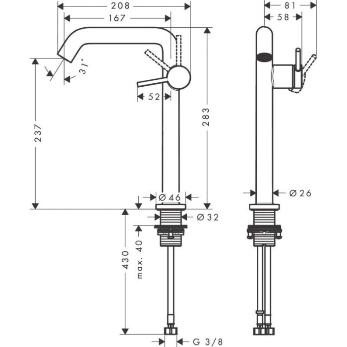 HANSGROHE Tecturis S 240 basin mixer, 73370670