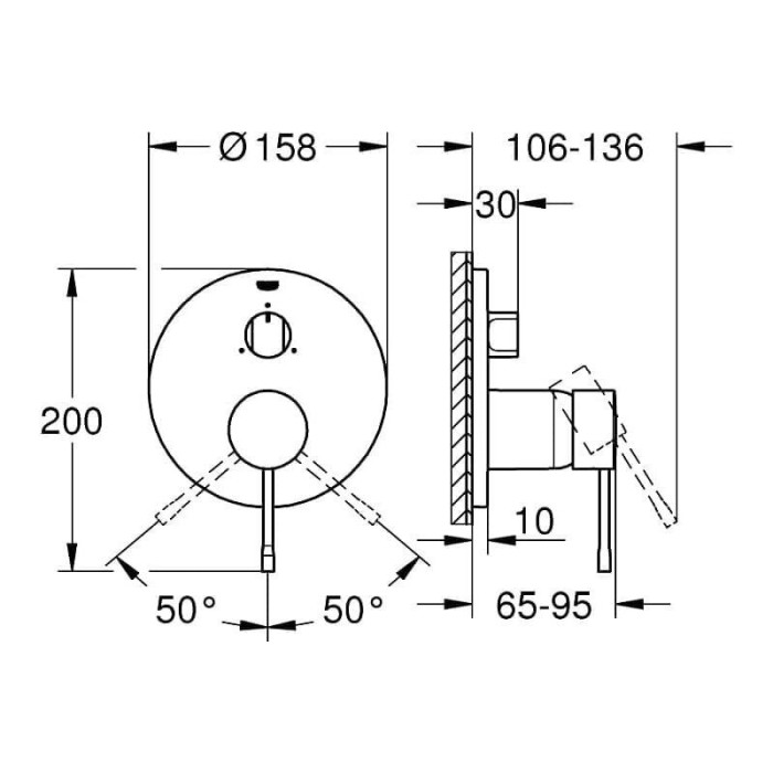 Potinkinis vannas-dušas maisītājs GROHE Essence 3 izejas, hroms, 24169001