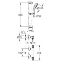 Термостатический смеситель с душевой стойкой 62 см GROHE Grohtherm 1000 Performance, 34834000