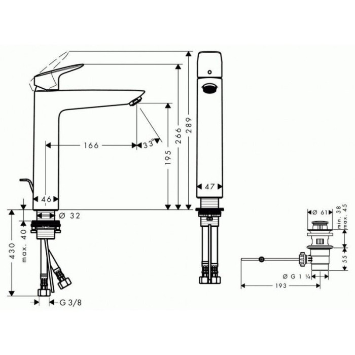 Izlietnes maisītājs ar apakšvārstu HANSGROHE Logis 190, 71090670