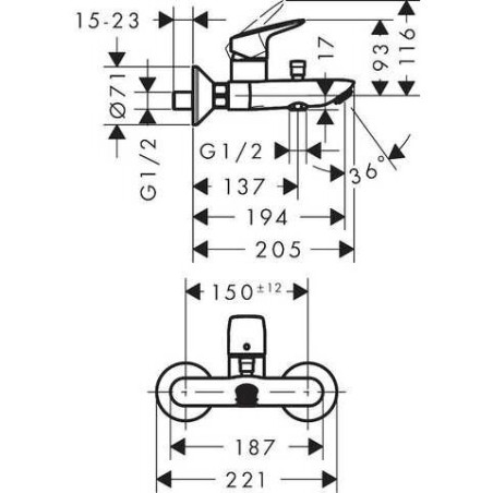 Vannas - dušas maisītājs HANSGROHE Logis, 71400670