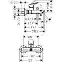 Смеситель для ванной - душ HANSGROHE Logis, 71400670