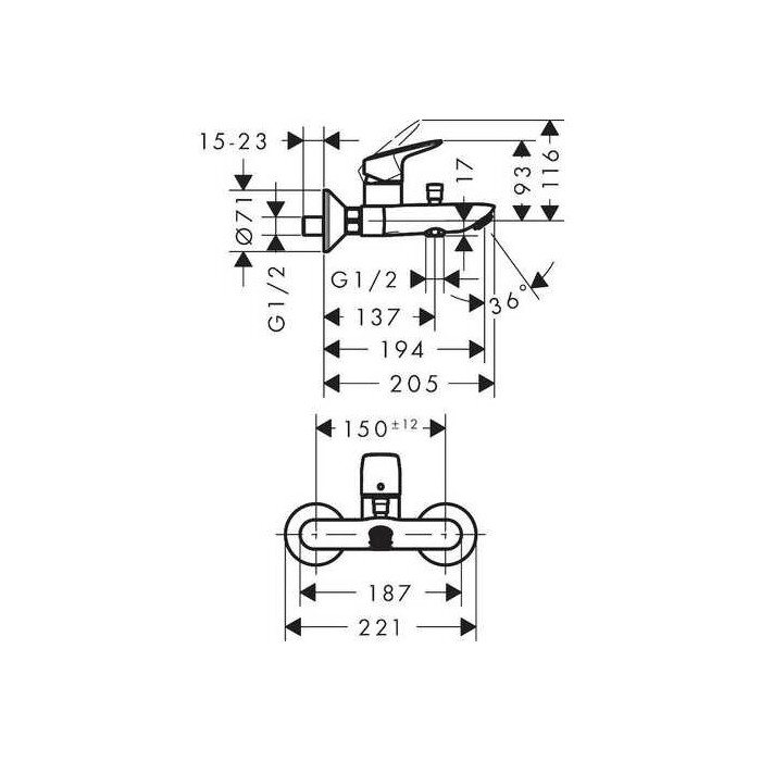 Vannas - dušas maisītājs HANSGROHE Logis, 71400670