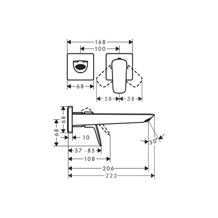 Built-in sink mixer HANSGROHE Logis 206 mm, 71256670