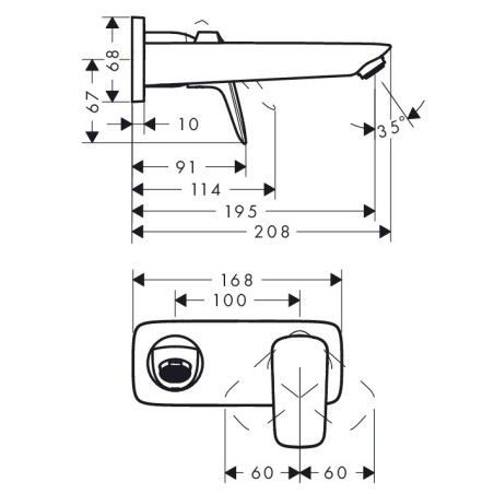 Встраиваемый смеситель для раковины HANSGROHE Logis 195 мм, 71220670
