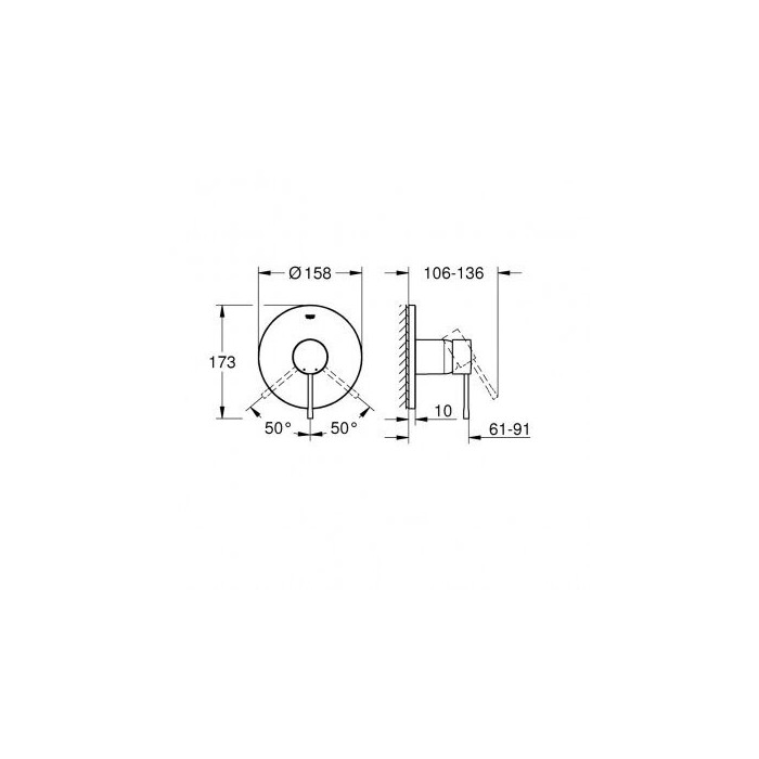 GROHE Essence built-in bath-shower mixer 1 outlet, cool sunrise, 24168GL1