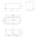 Акриловая свободно стоящая ванна AQUALINE Tibera L 150 x 75 см, левая E1046