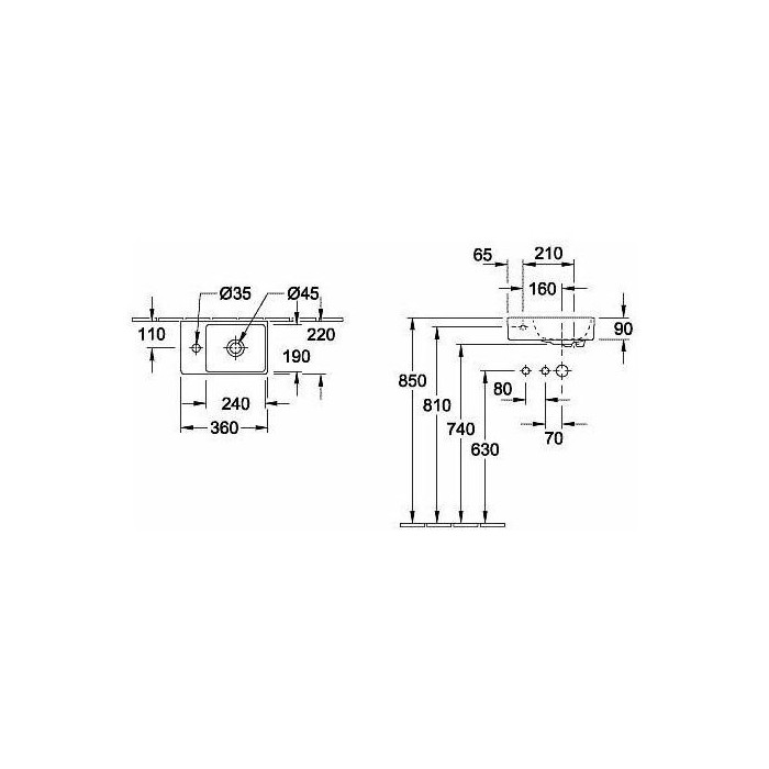 Izlietne VILLEROY & BOCH Avento R, 360 x 220 mm