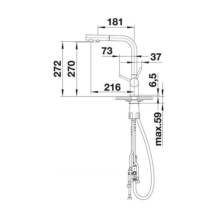 Kitchen (sink) faucet with pull-out hose BLANCO Fontas II, black-matt