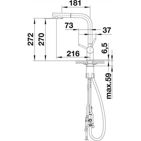 Kitchen (sink) faucet with pull-out hose BLANCO Fontas II, aluminum metal