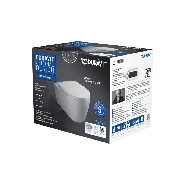 Pakabināms tualetes pods DURAVIT Me by Starck Compact Rimless ar Soft close vāku, 45300900A1