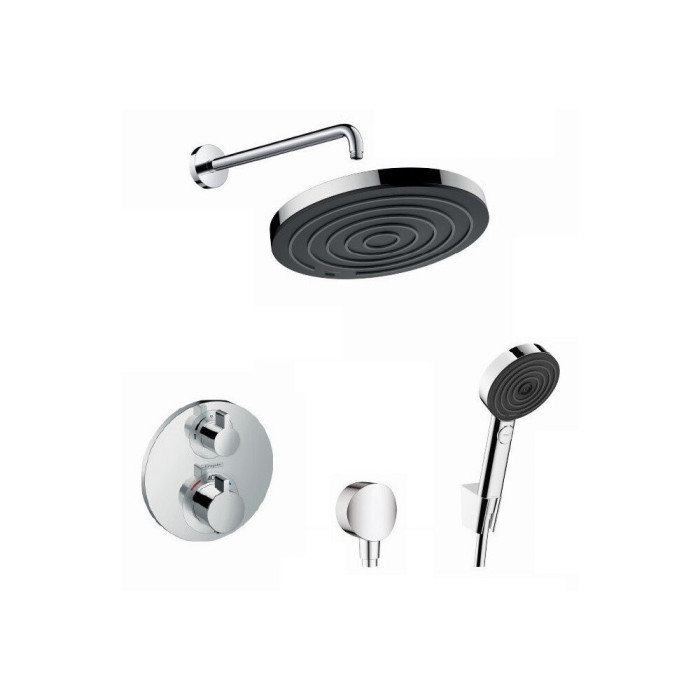 Potinkamais termostatiskais dušas 7 in 1 komplekts HANSGROHE Ecostat S ar Pulsify S 260 dušas galvu un turētāju no sienas, hroms