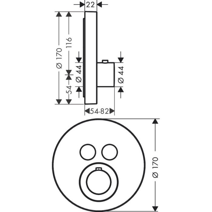 Termostati HANSGROHE Axor Round 2 funkcijas, 36723990