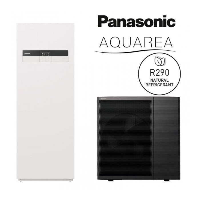 K jaunākās paaudzes T-CAP siltumsūknis gaiss - ūdens 9 kW PANASONIC Aquarea ar integrētu 185 l katlu, vienfāzes