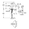 GROHE Essence sink mixer with hand shower, size S, 24189000